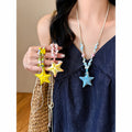 Colorful Beaded Starfish Pendant Long Cord Necklaces view 3