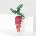 Sparkling Jeweled Crystal Carrot Brooch in Red and Purple view 2
