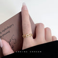 Gold Tone Clear Stone Chain Link Adjustable Open Ring For Women view 2