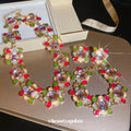 Gold Multicolor Crystal Flower Necklace Bracelet Stud Earrings view 4