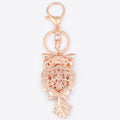 Rose Gold Multicolor Rhinestone Owl Metal Keychain view 3