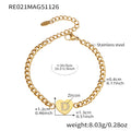 Heart Initial Zircon Cuban Necklace Bracelet Gold Steel view 11