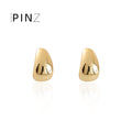 Polished Gold And Silver Tone Smooth Teardrop Stud Earrings view 1