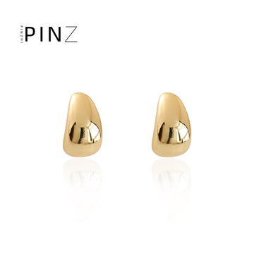Polished Gold And Silver Tone Smooth Teardrop Stud Earrings