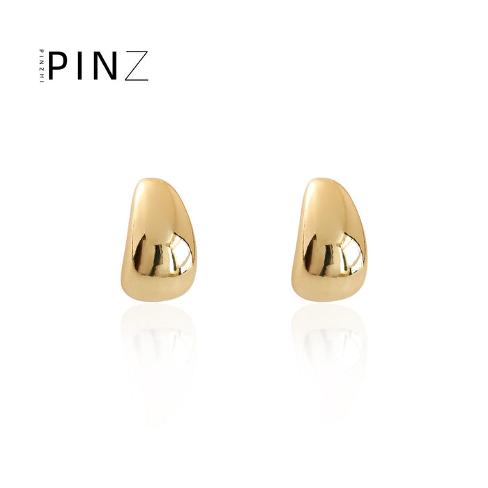 Polished Gold And Silver Tone Smooth Teardrop Stud Earrings