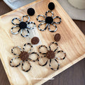 Black and Brown Open Flower Drop Earrings Jewelry Design view 4