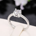 Silver Four Prong Clear Round Solitaire Ring Alloy view 2