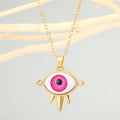 Gold Tone Spiked Eyeball Pendant Necklaces in Six Iris Colors view 9