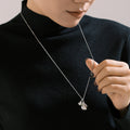 Dual Teardrop Pendant Necklace Gold Or Steel Long Chain Style view 3