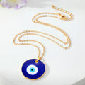 Gold Tone Oversized Round Evil Eye Pendant Necklaces view 2
