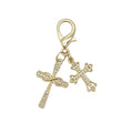 Dual Rhinestone Cross Lobster Clasp Charm Gold Silver Pair view 7