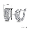 Five-Rail Pave Wide Hinged Hoop Earrings In Polished Silver Tone view 4