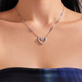 Crystal Heart and Mixed Charm Necklace Collection in Two Metal Tones view 3