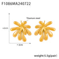 Gold Firework Burst Petal Stud Earrings Polished Metal Finish view 6