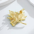 Yellow Gold Tone Maple Leaf Enamel Metal Brooch Pin view 3