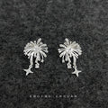 Silver CZ Firework Starburst Heart Star Drop Earrings view 1
