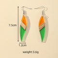Silver Tone Long Leaf Wood and Resin Hook Earrings view 4