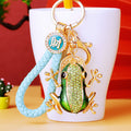 Jeweled Coin Frog Keychains with Fortune Cord and Loose Loop Options view 1