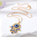 Gold and Silver Tone Openwork Hamsa Evil Eye Pendant Necklaces view 2