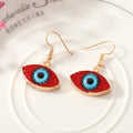 Gold Tone Colorful Resin Realistic Eyeball Hook Earrings view 2