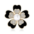 Five Petal Flower Brooch with Polished Metal and Decorative Accents view 2