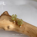 Pale Green Four-Leaf Flower Stud Earrings Pearl Tip view 4
