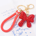 Rhinestone Bow Keychain Gold Ring Braided Cord 15 Styles view 1