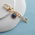 Gold-Tone Rhinestone Evil Eye Charm With Letter Cutout Pendant view 9