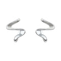Silver-Tone Twisted Geometric Wave Line Metal Stud Earrings view 5