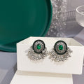 Eleven Antique Silver Fringe Bow and Bead Stud Earrings view 2
