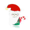 Acrylic Santa Claus Brooch Red Hat Candy Cane Multicolor Pin view 5