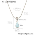 Teardrop Glass Pendant Snake Chain Necklace Gold Steel view 7