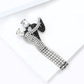 Rhinestone Dress Brooch With Bow And Long Chain Fringe view 4