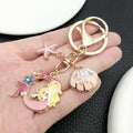 Pink or Blue Mermaid Starfish and Shell Keychains with Metal Hardware view 3