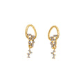 Gold Textured Teardrop Clear Cluster Dangle Earrings view 5