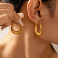 Layered Coil U Hoop Earrings in Gold and Silver Tone view 1