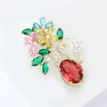 Multicolor Zircon Flower Vase Brooch Gold Tone Setting view 2
