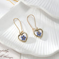 Gold Tone Heart-Shaped Pressed Flower Drop Earrings in Seven Designs view 3