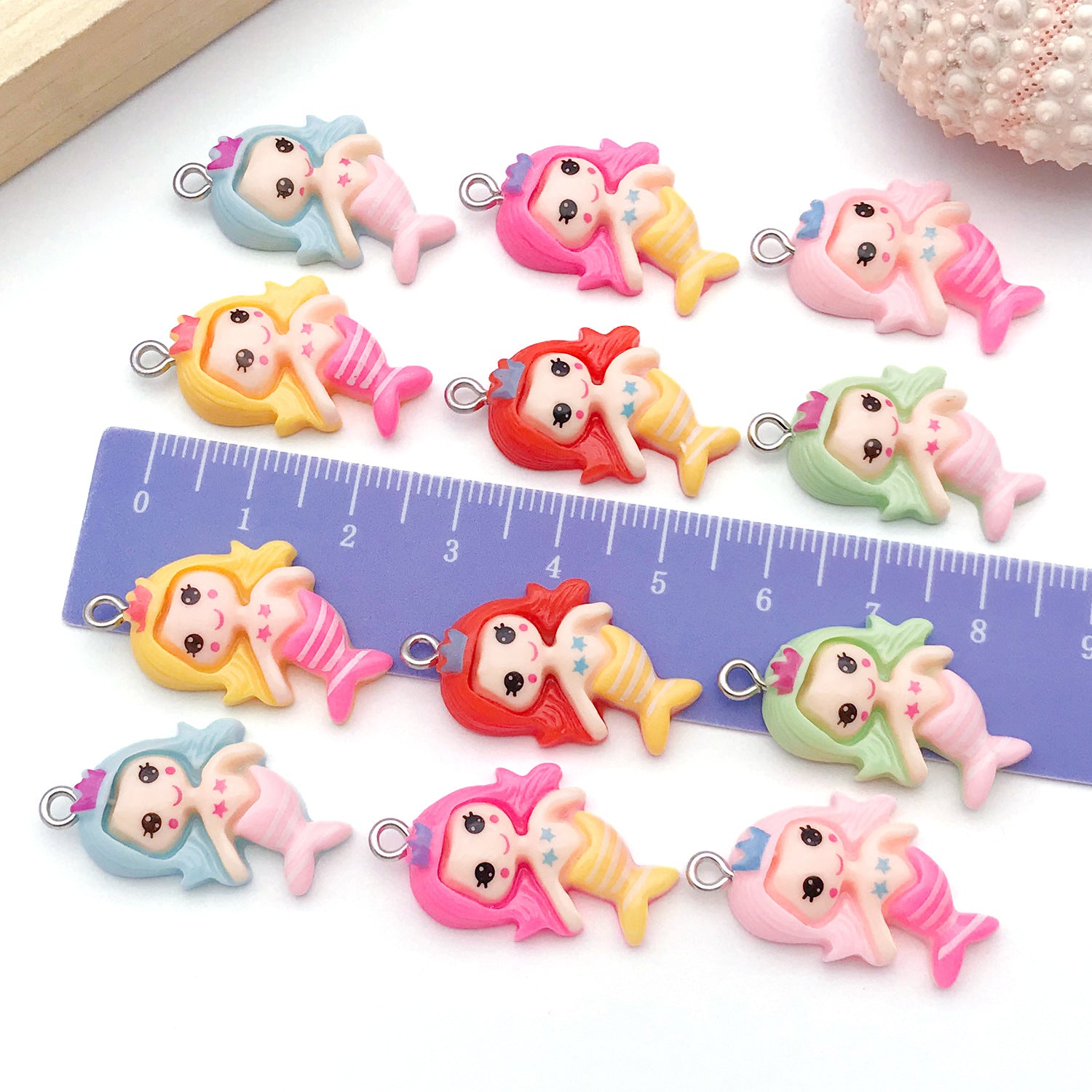 Candy Color Resin Mermaid Charm Pendant for DIY Earrings Necklaces Phone Chain