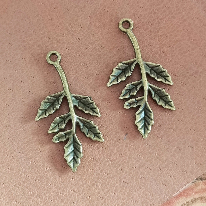 30x10mm Alloy Branch Leaf Charm Pendant for Hanfu Accessories