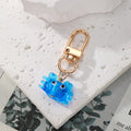 Gold Tone Glass Crab Clip Keychains in Six Bright Colors view 8