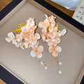 Fabric Flower Pearl Drop Duckbill Hair Clip Three Colors view 8