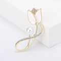 Tulip Pearl Brooch in Silver and Gold Tone Finishes view 7