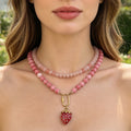 Strawberry Pendant Bead Necklace With Gold Tone Hardware view 4