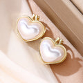 Crystal Look Heart Pearl Look Gold Huggie Earrings view 4