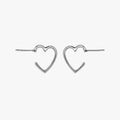 Silver Open Heart Outline Wire Stud Earrings Minimal Pair view 2