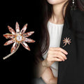 Pink Gold Tone Leaf Crystal Pearl Look Metal Brooch Pin view 4