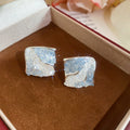 Gradient Geometric Crystal Stud Earrings in Three Colors view 7