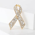 Crystal Awareness Ribbon Brooch In Six Colorways Decorative Lapel Pin view 2