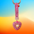 Pearl Center Crystal Heart Keychains with Straps and Plain Options view 6